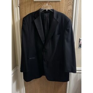 Giorgio Ghanni Charles Suit Blazer Men 48R Merino Wool Super 140s Italian Black